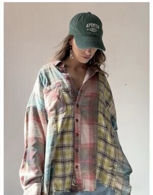 NWT Urban Outfitters BDG Robbie Spliced Flannel Button-Down Trendy Shirt XL